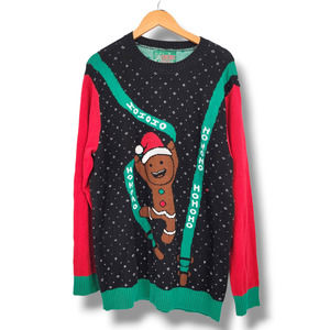 Ugly Christmas Sweater Men's Gingerbread Man Novelty Sweater Size XL
